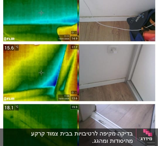 תמונות תרמיות של קירות ורצפות לאיתור נזילות